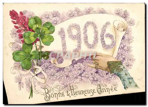 Cartes postales Fantaisie Main Fleurs Annee 1906 Trefles