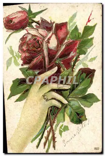 Cartes postales Fantaisie Main Fleurs