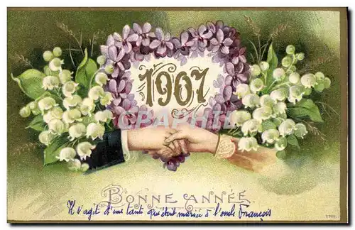 Cartes postales Fantaisie Main Fleurs Annee 1907