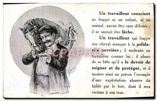 Cartes postales Cheval Hippisme Equitation Un travailleur conscient