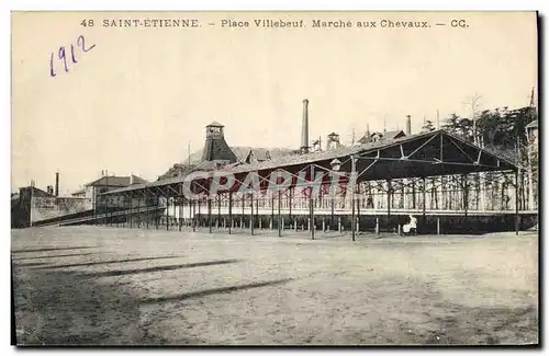 Cartes postales Cheval Hippisme Equitation Saint Etienne Place Villebeuf Marche aux chevaux