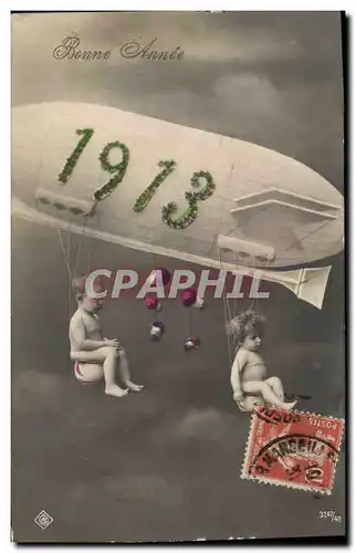 Cartes postales Fantaisie Enfants Annee 1913 Zeppelin Dirigeable