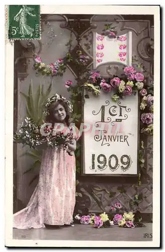 Ansichtskarte AK Fantaisie Fleurs Annee 1909 Enfant