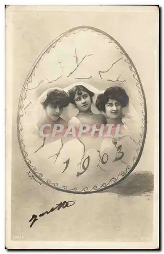 Cartes postales Fantaisie Annee 1903 Femmes Oeuf