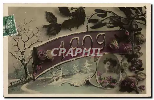 Cartes postales Fantaisie Fleurs Annee 1909 Femme