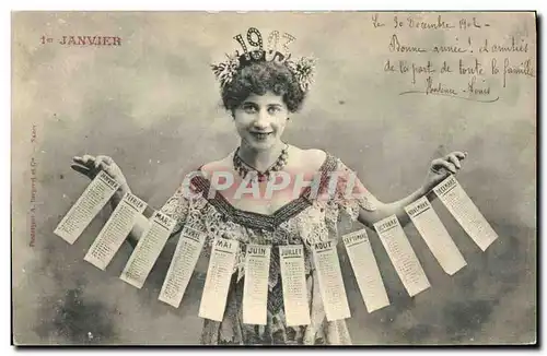 Cartes postales Fantaisie Femme Calendrier