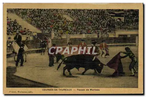 Cartes postales Corrida Course de taureaux Passes de manteau (carte toilee)