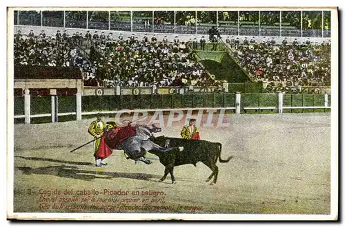 Ansichtskarte AK Corrida Course de taureaux Cogida del cabalio