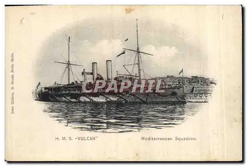 Cartes postales Bateau de Guerre Vulcan Mediterranean Squadron