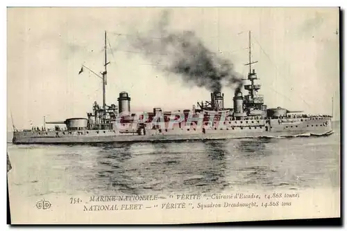 Cartes postales Bateau de Guerre Verite Cuirasse d'escadre