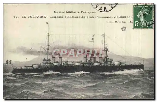 Cartes postales Bateau de Guerre Le Voltaire Cuirasse d'escadre du projet Thomson
