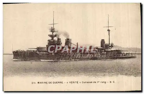 Cartes postales Bateau de Guerre Verite Cuirasse de 1er rang