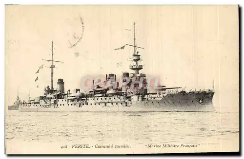 Cartes postales Bateau de Guerre Verite Cuirasse a tourelles