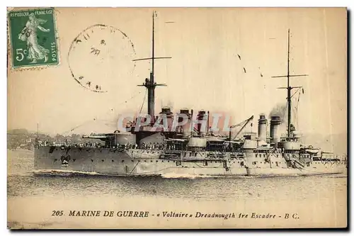 Ansichtskarte AK Bateau de Guerre Voltaire Dreadnought 1er escadre