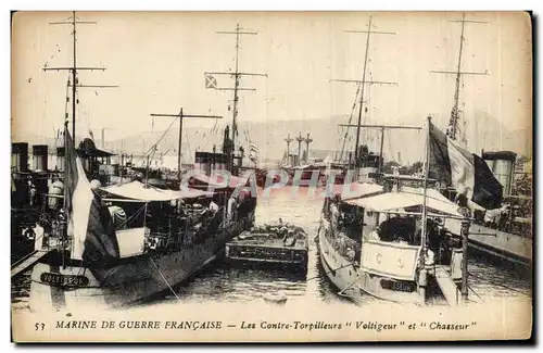 Ansichtskarte AK Bateau de Guerre Les contre torpilleurs Voltigeur et Chasseur