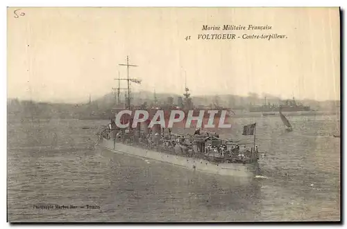 Cartes postales Bateau de Guerre Voltigeur Contre torpilleur