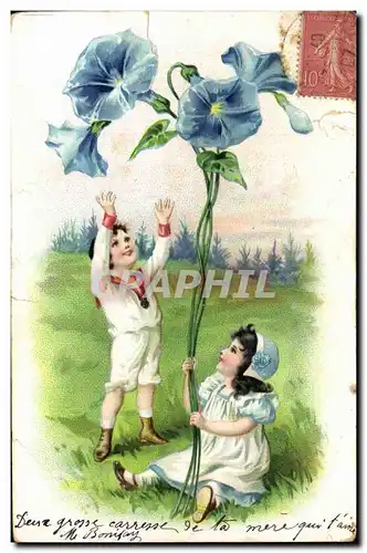 Cartes postales Fantaisie Fleurs Enfants