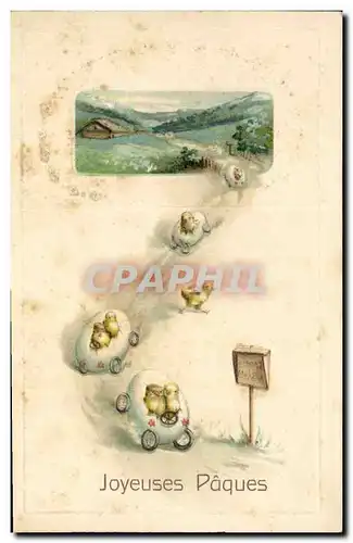 Cartes postales Fantaisie Poussins Paques