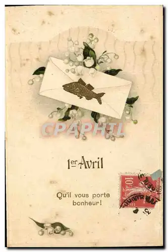 Cartes postales Fantaisie Fleurs Poisson 1er Avril