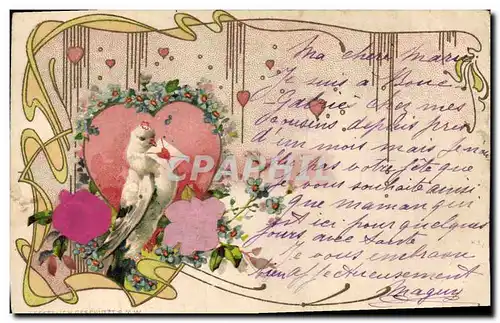 Cartes postales Fantaisie Fleurs Colombe