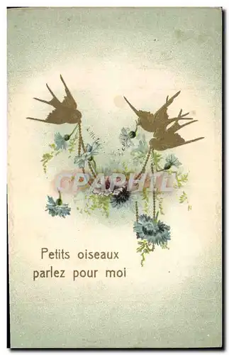 Cartes postales Fantaisie Fleurs Oiseaux