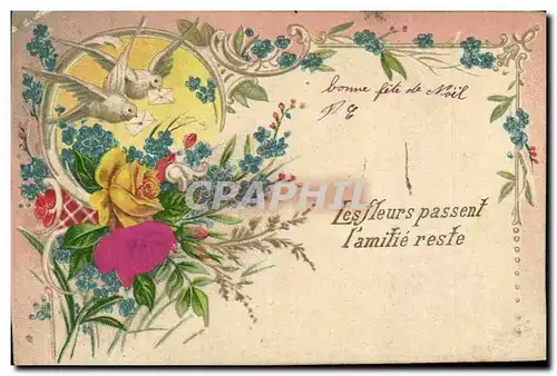 Cartes postales Fantaisie Fleurs Colombes