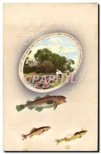 Cartes postales Fantaisie Fleurs Poissons