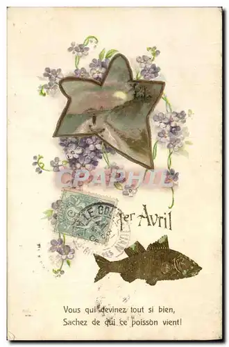 Cartes postales Fantaisie Fleurs Poisson 1er Avril