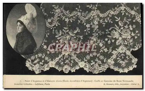 Cartes postales Dentelle Dentelliere Point d'Argentan et d'Alencon reunis Ecole dentelliere d'Argentan