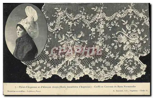 Cartes postales Dentelle Dentelliere Point d'Argentan et d'Alencon reunis Ecole dentelliere d'Argentan