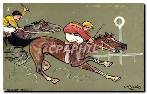 Cartes postales Cheval Equitation Hippisme Les courses Illustrateur Beauvais
