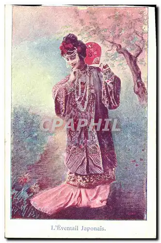 Cartes postales Fantaisie Eventail Femme L&#39eventail japonais