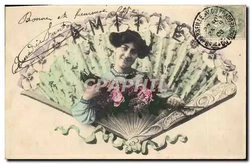 Cartes postales Fantaisie Eventail Femme