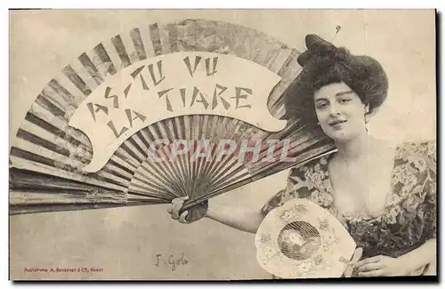 Cartes postales Fantaisie Eventail Femme As tu vu la tiare