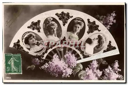 Cartes postales Fantaisie Eventail Femmes