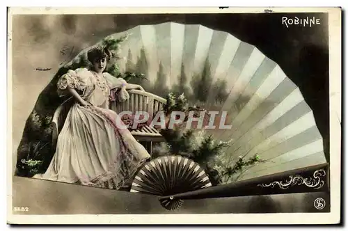 Cartes postales Fantaisie Eventail Femme Robinne