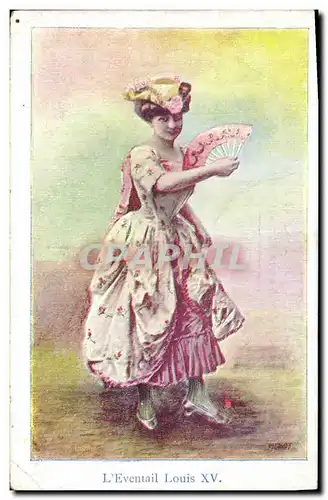 Ansichtskarte AK Fantaisie Eventail Femme L&#39eventail Louis XV