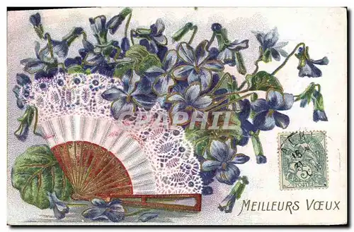 Cartes postales Fantaisie Eventail Fleurs