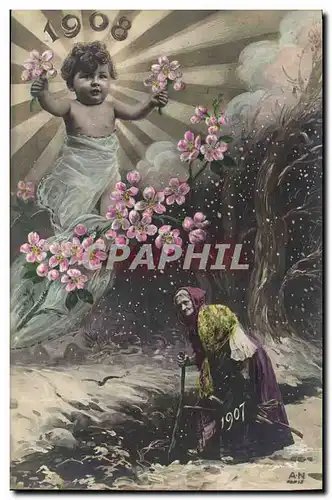 Ansichtskarte AK Fantaisie Fleurs Annee 1908 Enfant Bebe