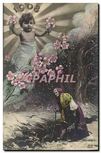 Cartes postales Fantaisie Fleurs Annee 1908 Enfant Bebe