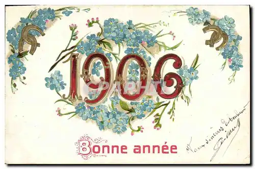 Cartes postales Fantaisie Fleurs Annee 1906 Fer a cheval
