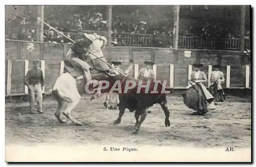 Ansichtskarte AK Corrida Course de taureaux Une pique