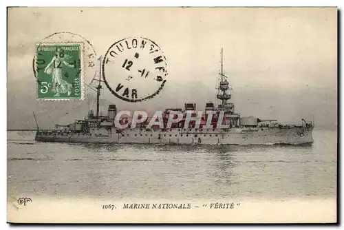 Cartes postales Bateau de Guerre Verite