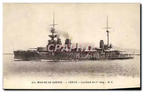 Ansichtskarte AK Bateau de Guerre Verite Cuirasse de 1er rang