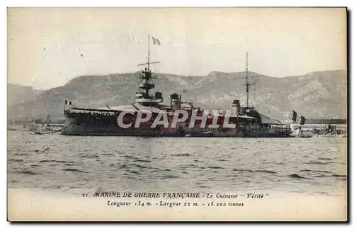 Ansichtskarte AK Bateau de Guerre Le Cuirasse Verite