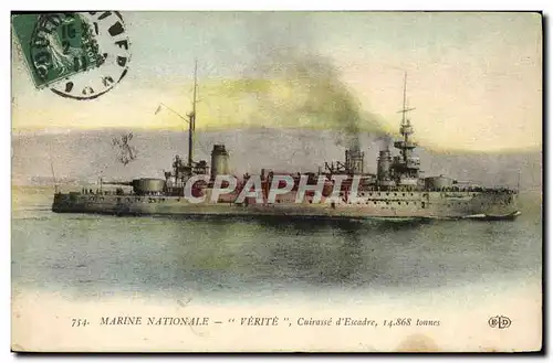 Cartes postales Bateau de Guerre Verite Cuirasse d&#39escadre