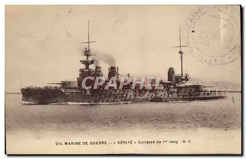 Ansichtskarte AK Bateau de Guerre Verite Cuirasse de 1er rang