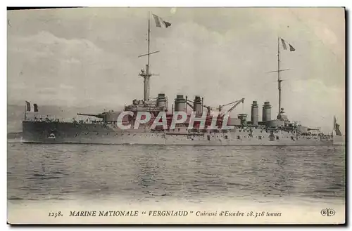 Cartes postales Bateau de Guerre Vergniaud Cuirasse d'escadre