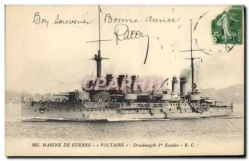 Cartes postales Bateau de Guerre Voltaire Dreadnought 1er escadre