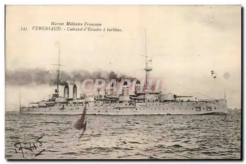 Cartes postales Bateau de Guerre Vergniaud Cuirasse d'escadre a turbines